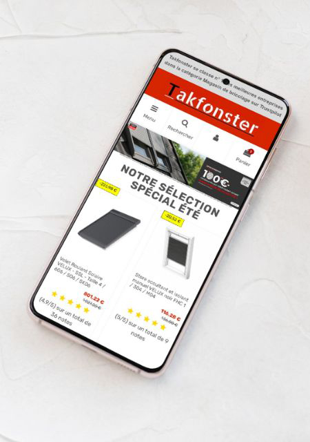 Mockup site Takfonster responsive sur téléphone