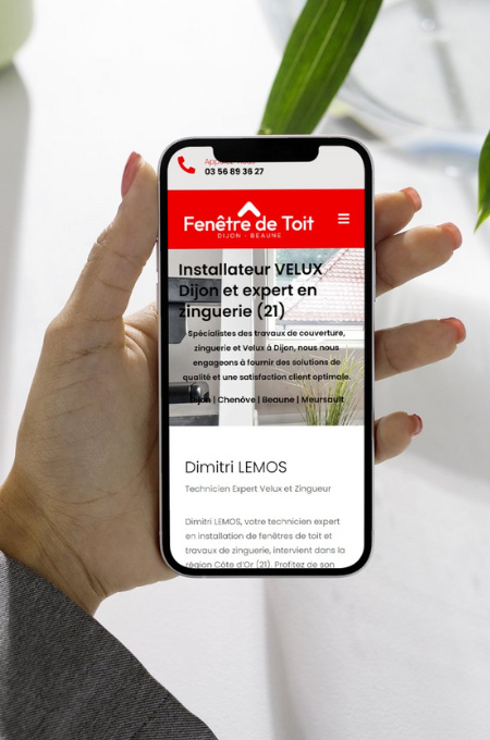 Mockup site Fenêtre de toit Dijon Beaune responsive téléphone