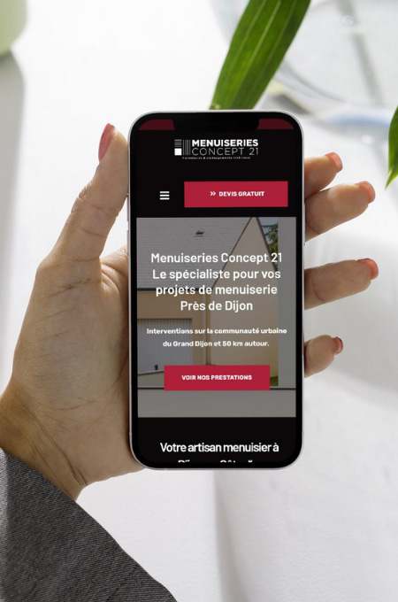 Mockup site Menuiseries Concept 21 responsive téléphone